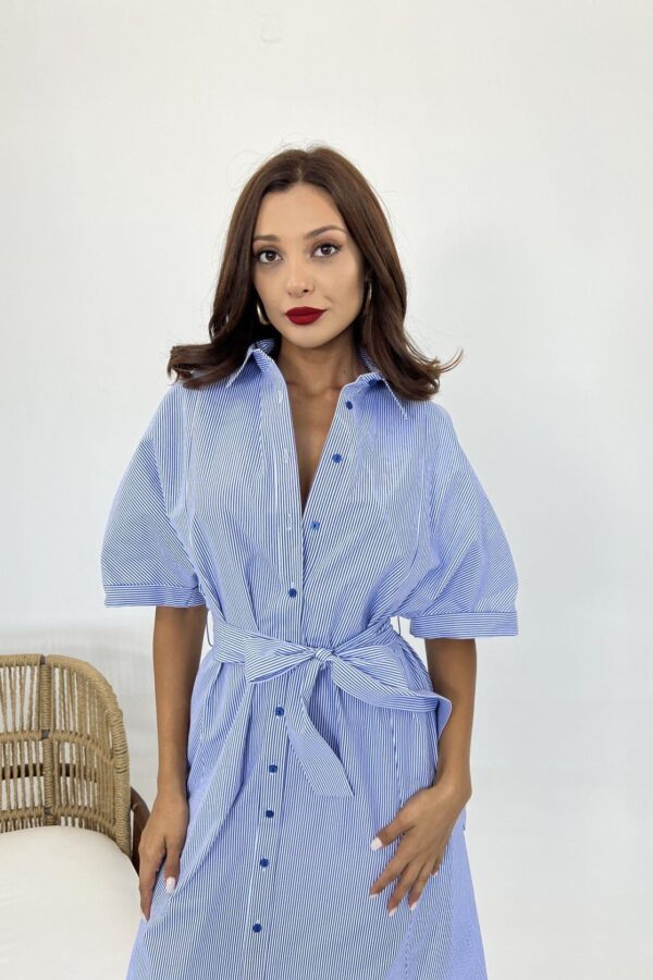 5318 ELBİSE-MAVİ BEYAZ ÇİZGİLİ