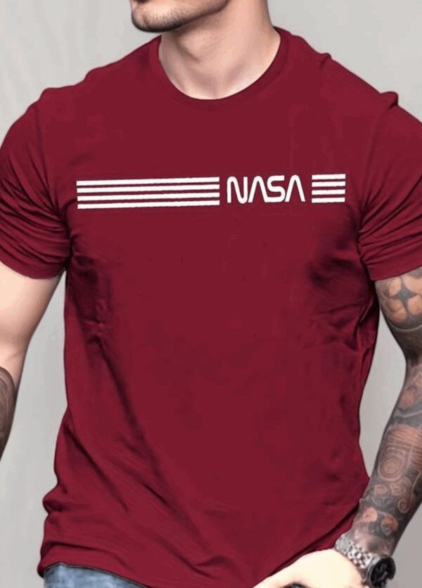 Erkek Kısa Kollu Nasa Baskı Basic Erkek T-shirt