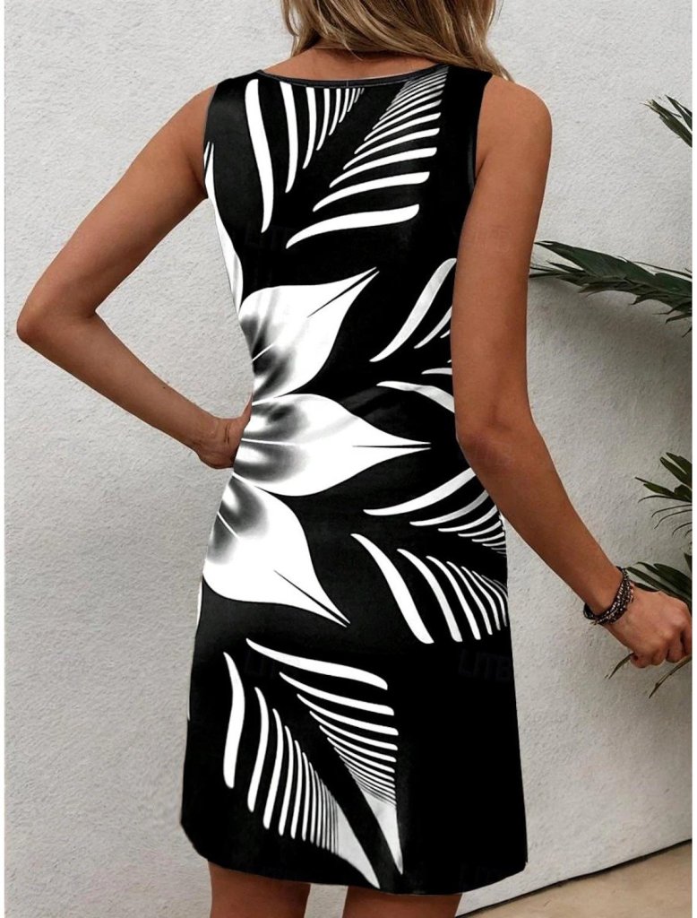 Kadın Askılı Yuvarlak Yaka çiçek Desenli Dalgıç Elbise - Görsel 2