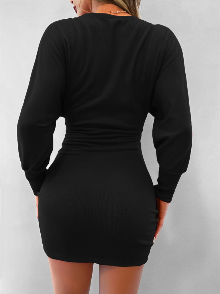 Kadın Uzun Kollu Omuzlar Açık Detay Triko Elbise - Görsel 6