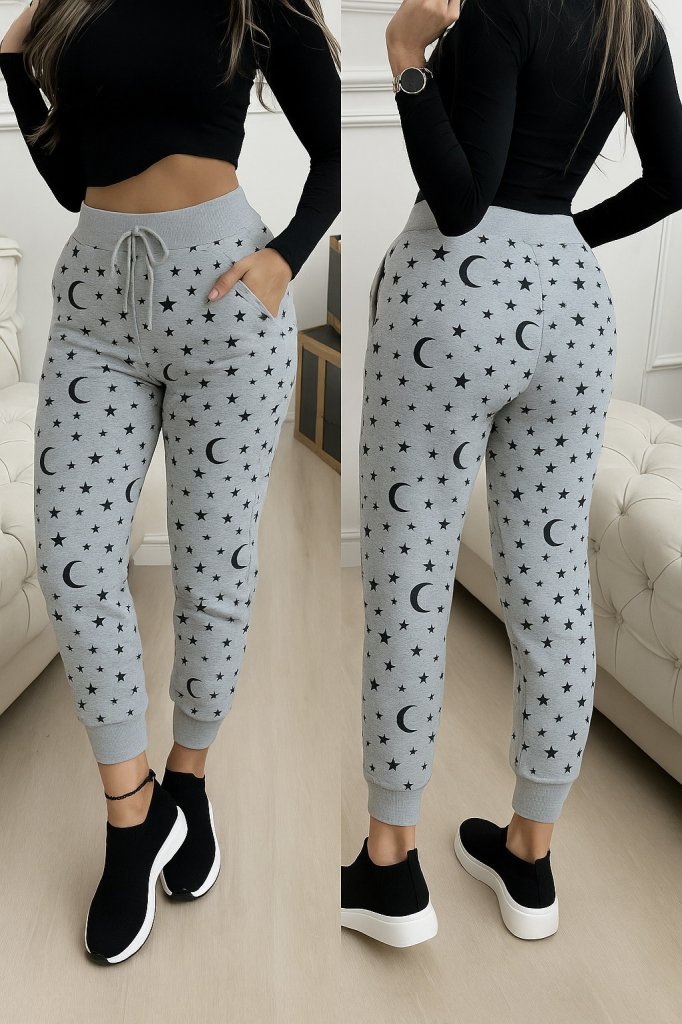 Kadın Yüksek Bel Bağcıklı Desenli Iki Iplik Pantolon - Görsel 7