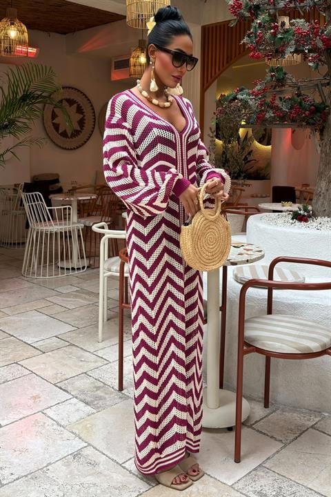 Yırtmaç Detaylı Triko Elbise 2855