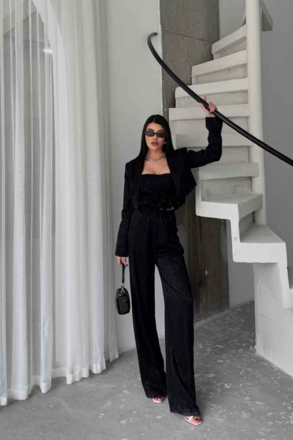 JakarJAKARLI BLUZU TASARIM DETAYLI CEKET-PANTOLON-BLUZ 3 LÜ TAKIM - Bej