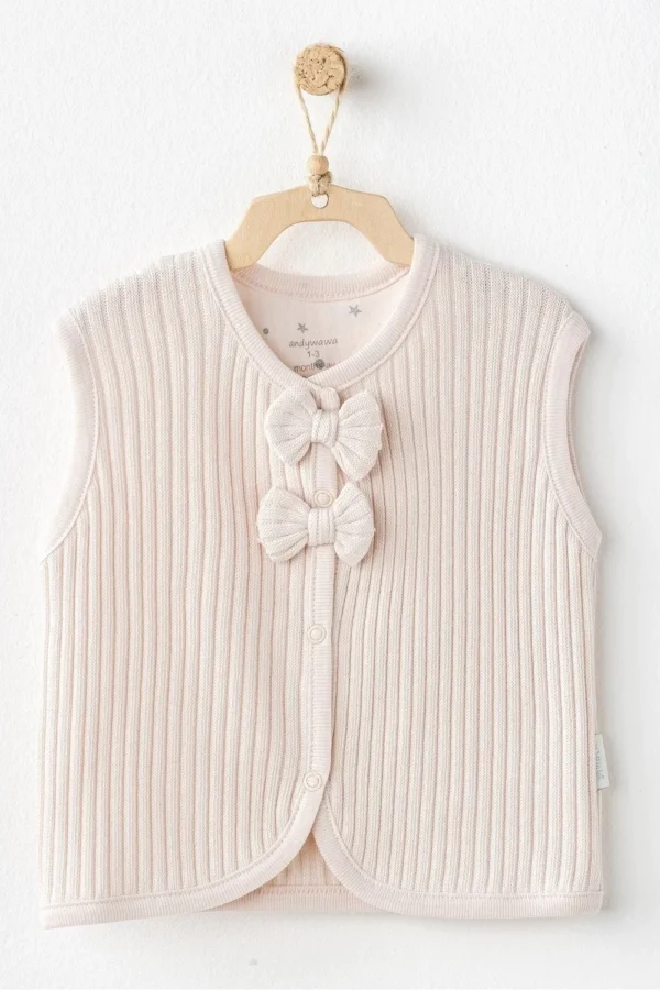 Andywawa Ac25098 Sweet Penguin Bebe Yelek Ekru