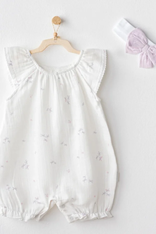 Andywawa Ac25573 Magical Butterfly Müslin Bebek Tulum Takım White