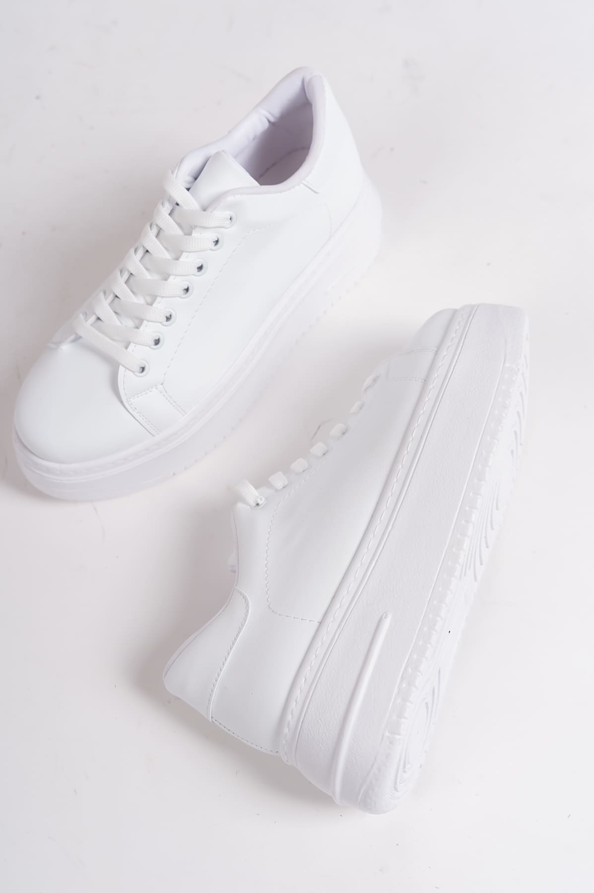 BIANA Bağcıklı Ortopedik Taban Kadın Sneaker Spor Ayakkabı CBT - Beyaz - Görsel 5