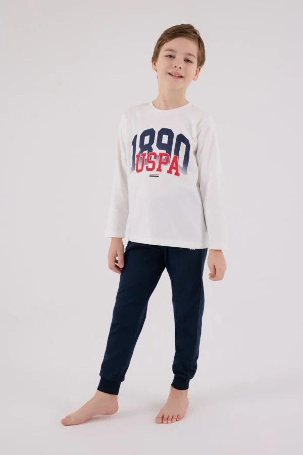 U.s. Polo Assn Uzun Kol Pijama Takım Us2203-4 Beyaz
