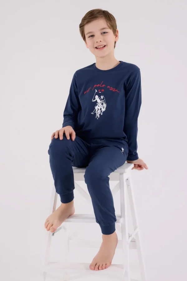 U.s. Polo Assn Uzun Kol Pijama Takım Us2233-4 Koyu İndigo