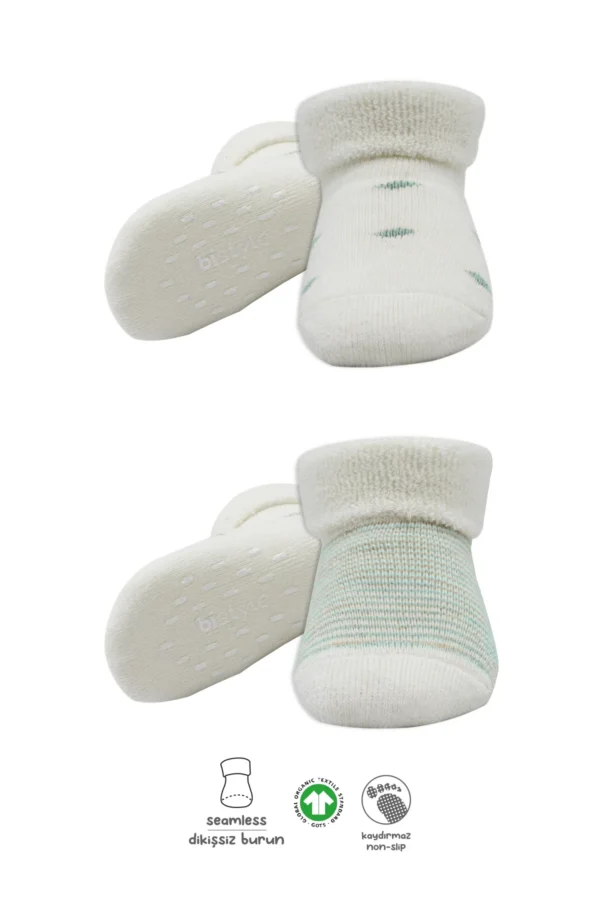 2'li Havlu Soket Kaymaz Çorap 10504 Nil Ekru