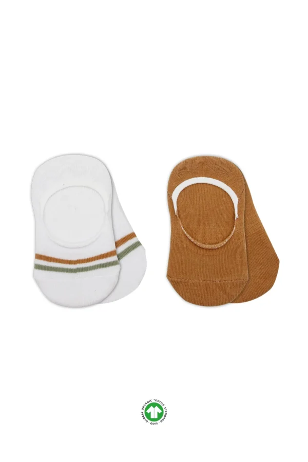 2'li Penye Babet Silikon Çemberli Çorap 30102 Hardal Beyaz