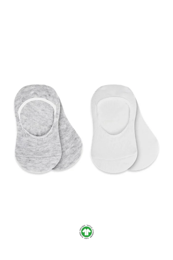 2'li Penye Babet Silikonlu Basic Çorap 30104 Gri Beyaz