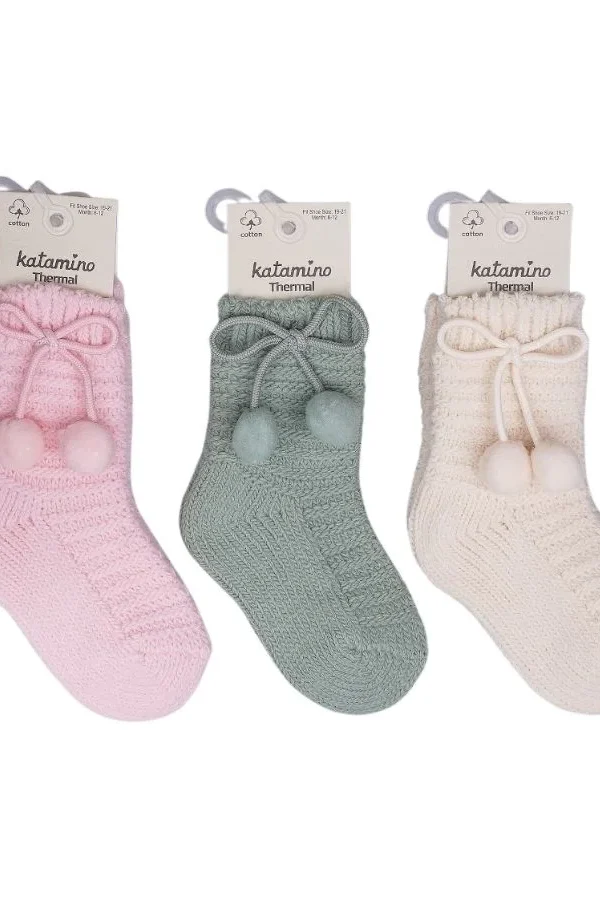 Katamino Ceylan Aksesuarlı Kız Bebek Havlu Soket Çorap 450908 Asorti