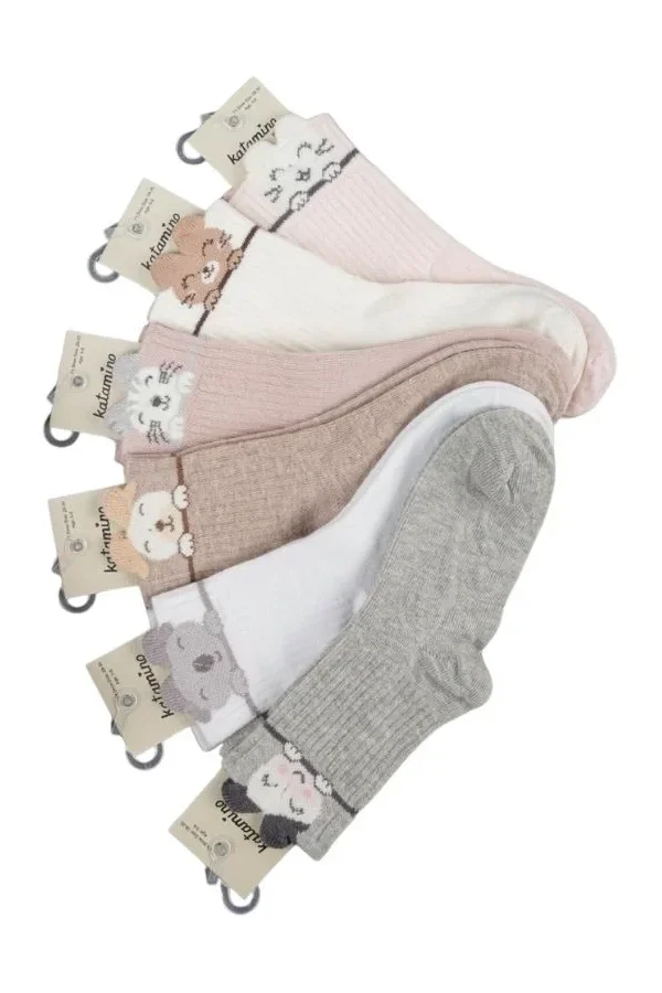 Katamino Kırpık 3d'li Kız Soket Çorap K21027 Asorti