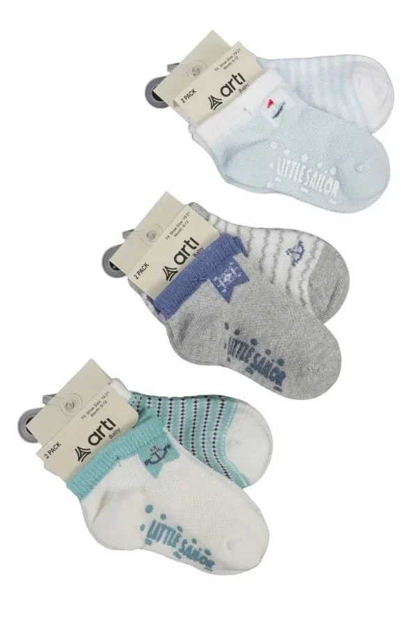 Katamino Rocky 2 ' Li Abs Erkek Bebek Patik Çorap K20404 Asorti