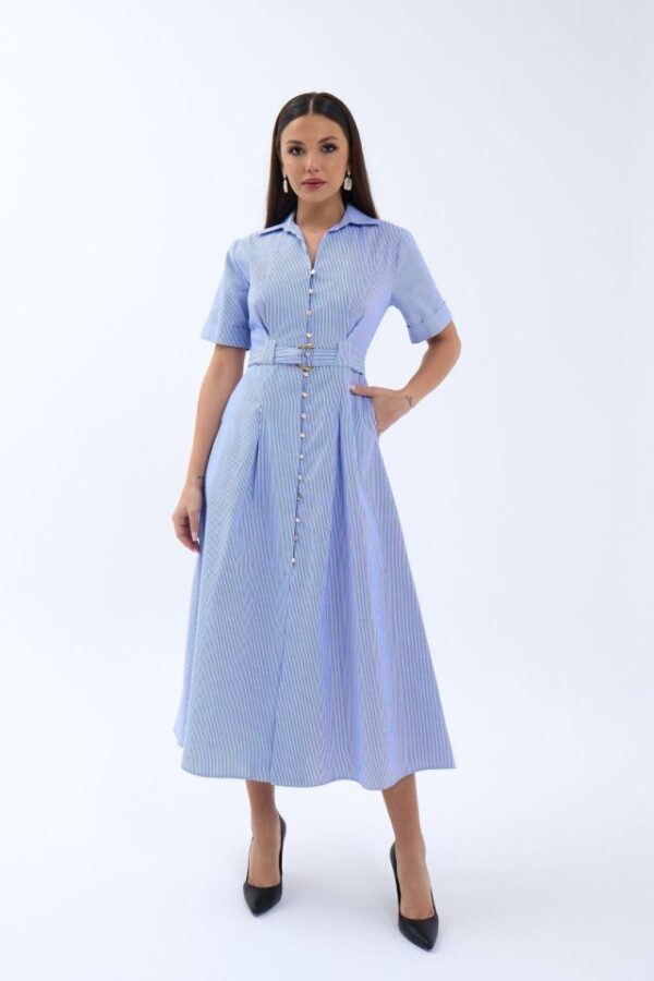 6948 ELBİSE-MAVİ BEYAZ ÇİZGİLİ