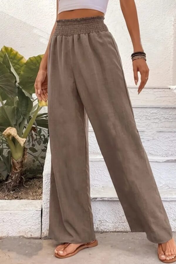 Kadın Yüksek Bel Lastikli Ithal Krep Pantolon