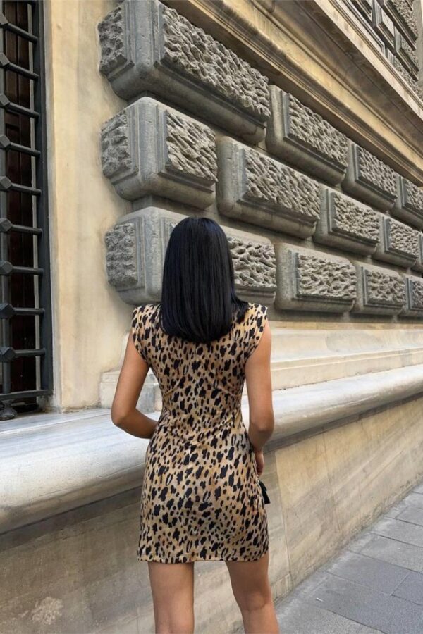 LEOPAR KISA ELBİSE SANDY - Leopar