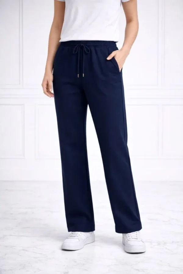 Düz Paça Beli Lastikli İpli Günlük Spor Eşofman Altı Rahat Fit - Lacivert