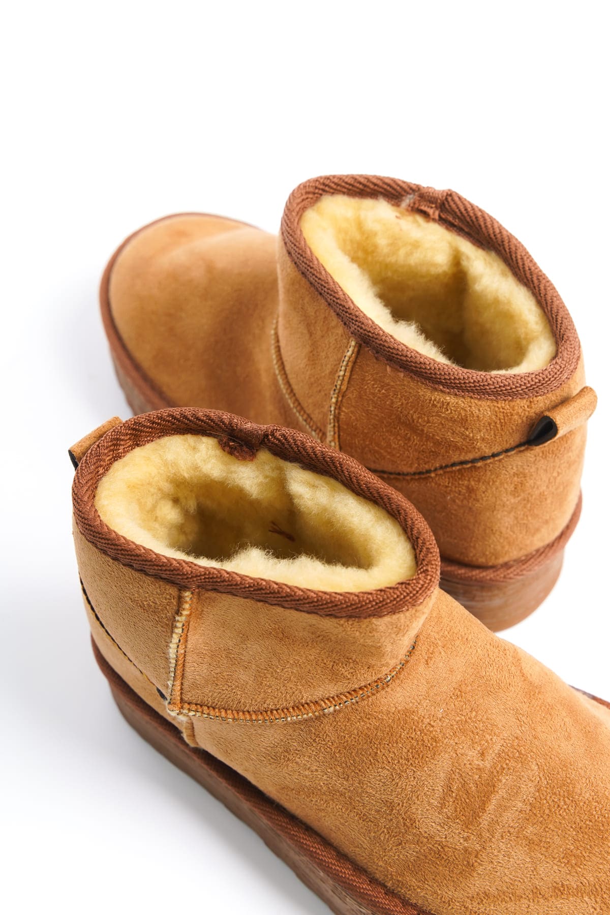 AMELIA Bağcıksız Düz ve Kalın Taban İçi Kürklü Kısa Süet Kadın Bot STT - Taba - Görsel 5