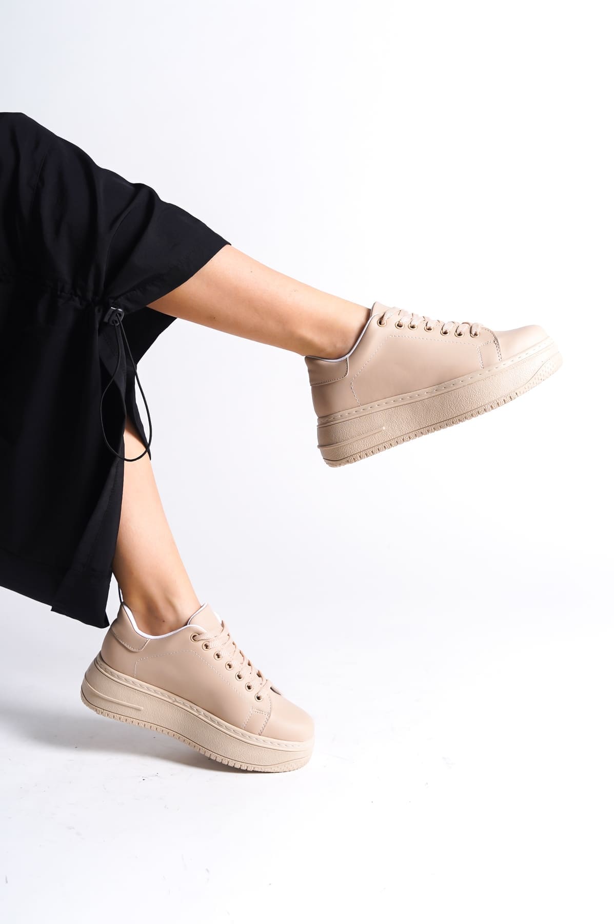 BIANA Bağcıklı Ortopedik Taban Kadın Sneaker Spor Ayakkabı CTT - Ten - Görsel 3