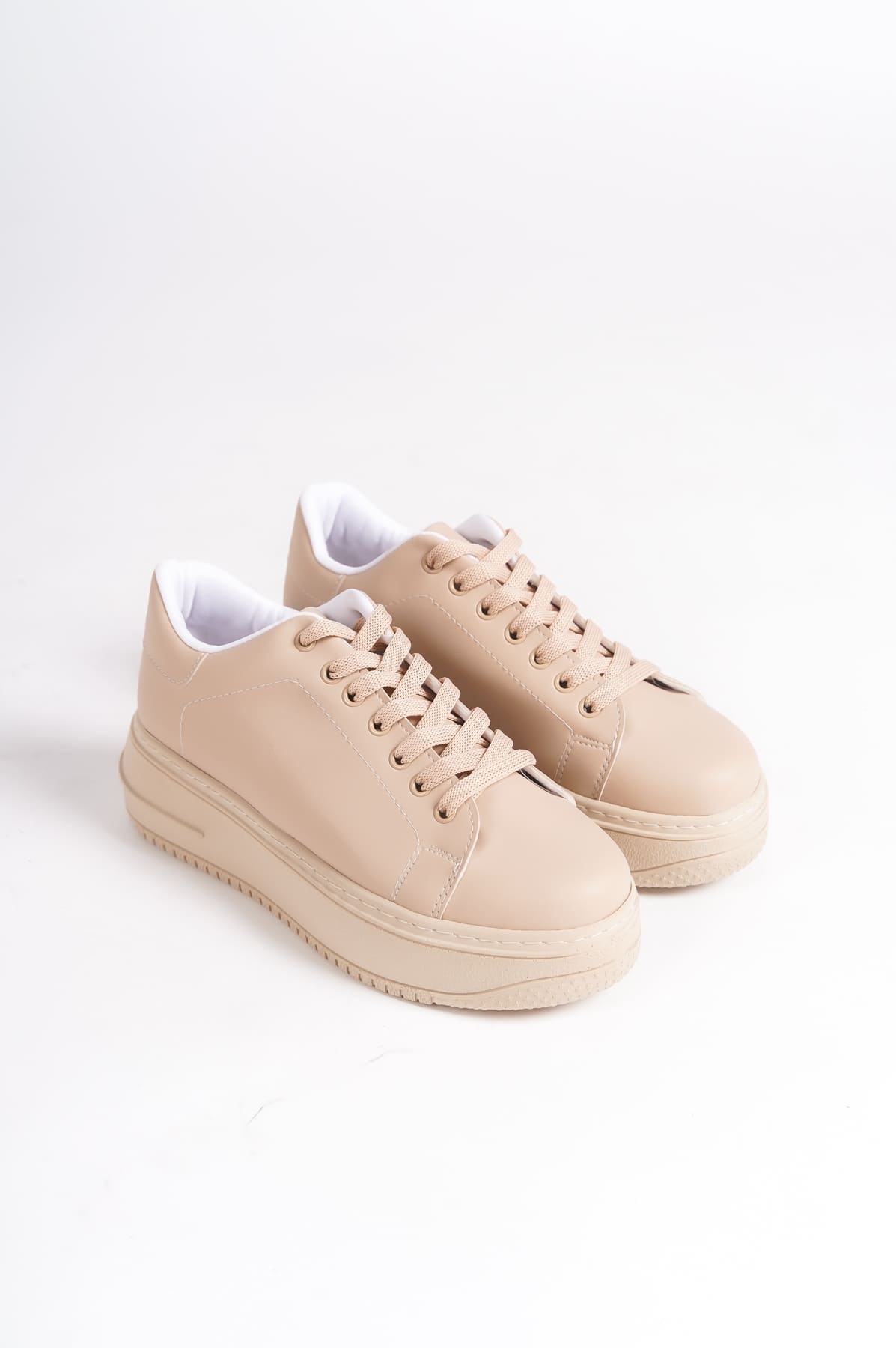 BIANA Bağcıklı Ortopedik Taban Kadın Sneaker Spor Ayakkabı CTT - Ten - Görsel 4