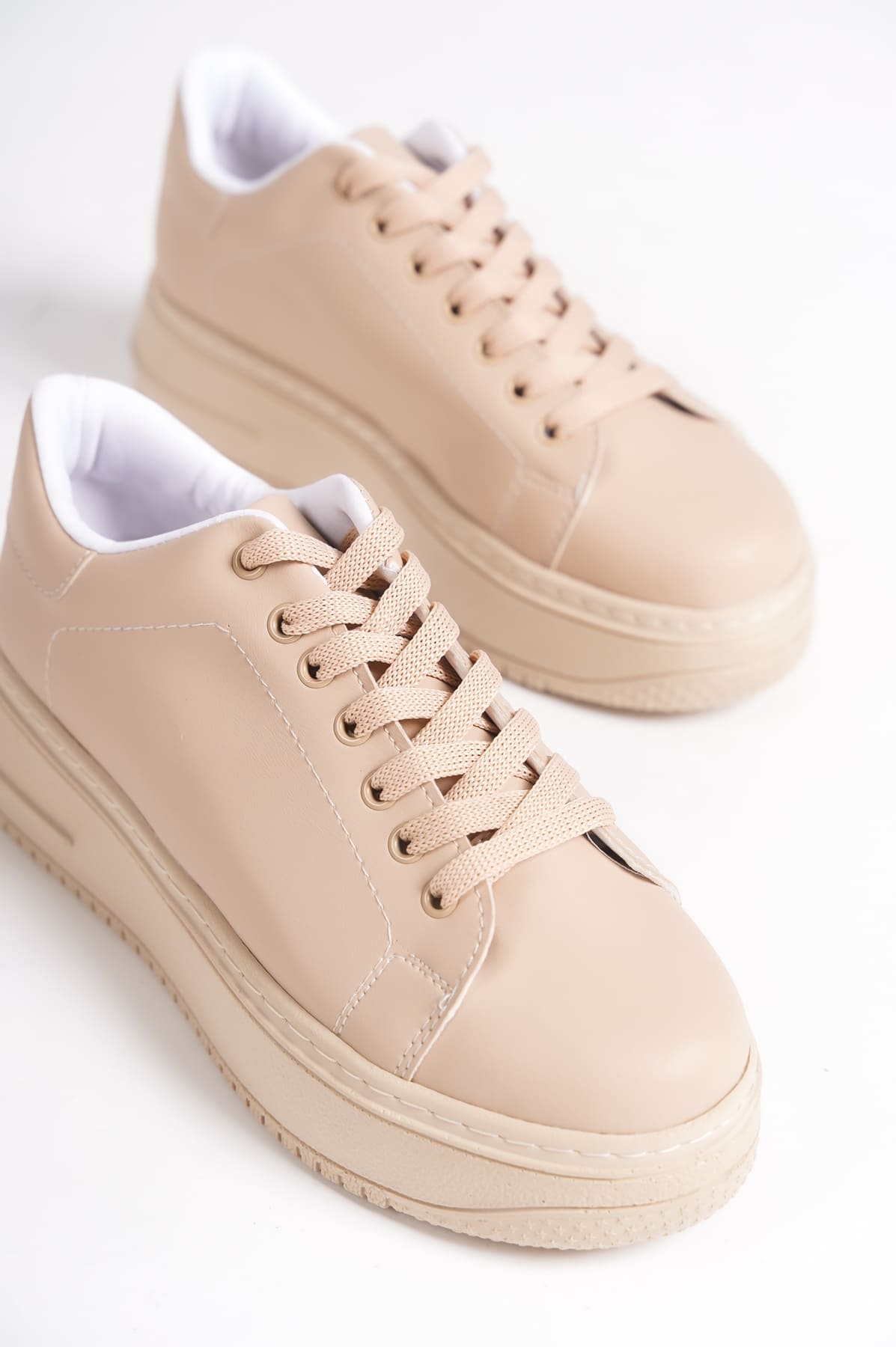 BIANA Bağcıklı Ortopedik Taban Kadın Sneaker Spor Ayakkabı CTT - Ten - Görsel 5