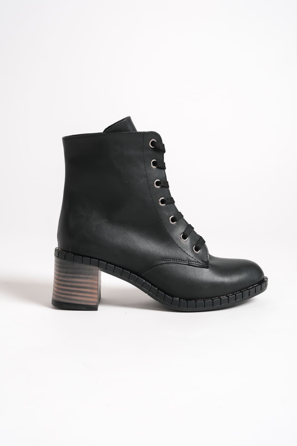 DIANA Bağcıklı Fermuarlı Ortopedik Taban Topuklu Kadın Bot CST - Siyah - Görsel 6