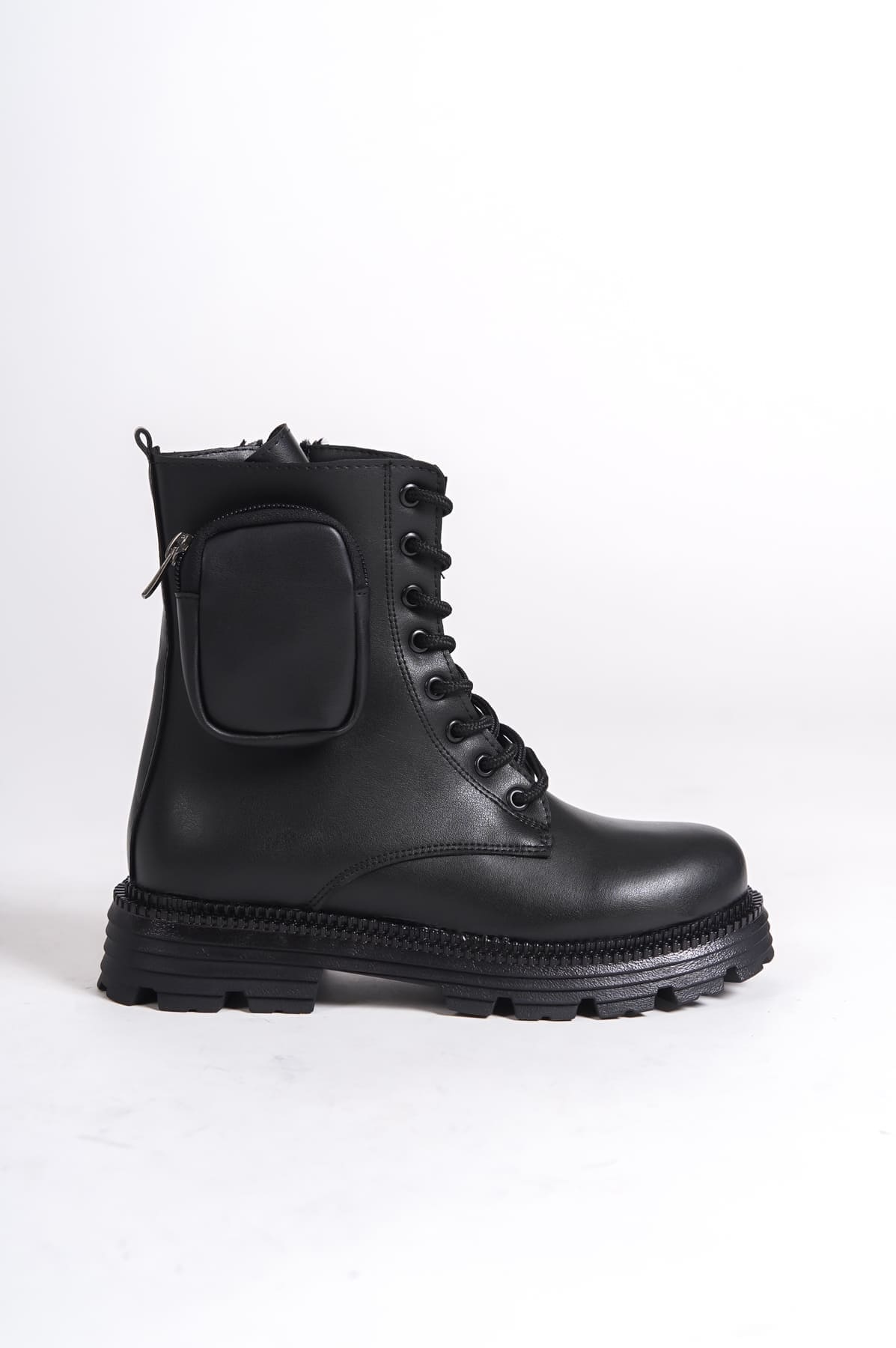 GINA Bağcıklı Fermuarlı Ortopedik Taban Çantalı Kadın Bot CST - Siyah - Görsel 6
