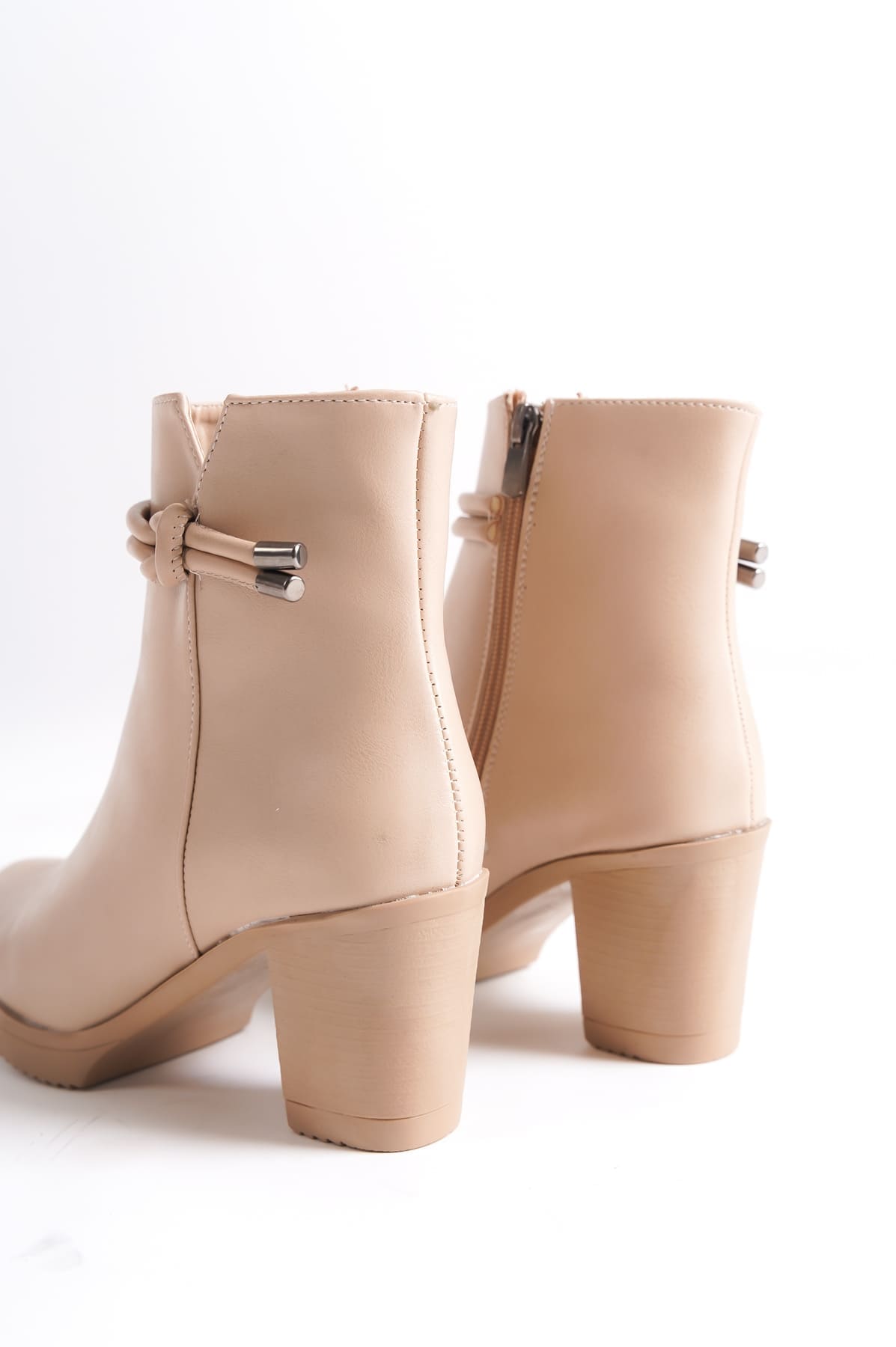 JULY Fermuarlı Ortopedik Taban Topuklu Kadın Bot CTT - Ten - Görsel 5
