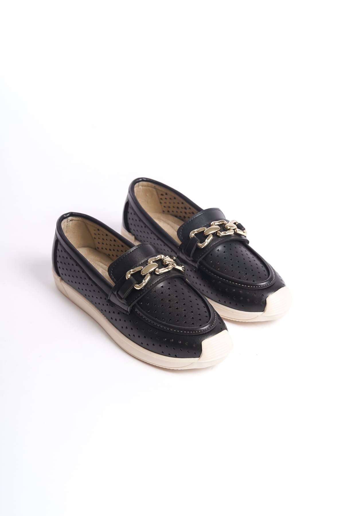 LAYLA Bağcıksız Ortopedik Rahat Taban Kalp Desenli Kadın Babet Ayakkabı CKT - Siyah - Görsel 4