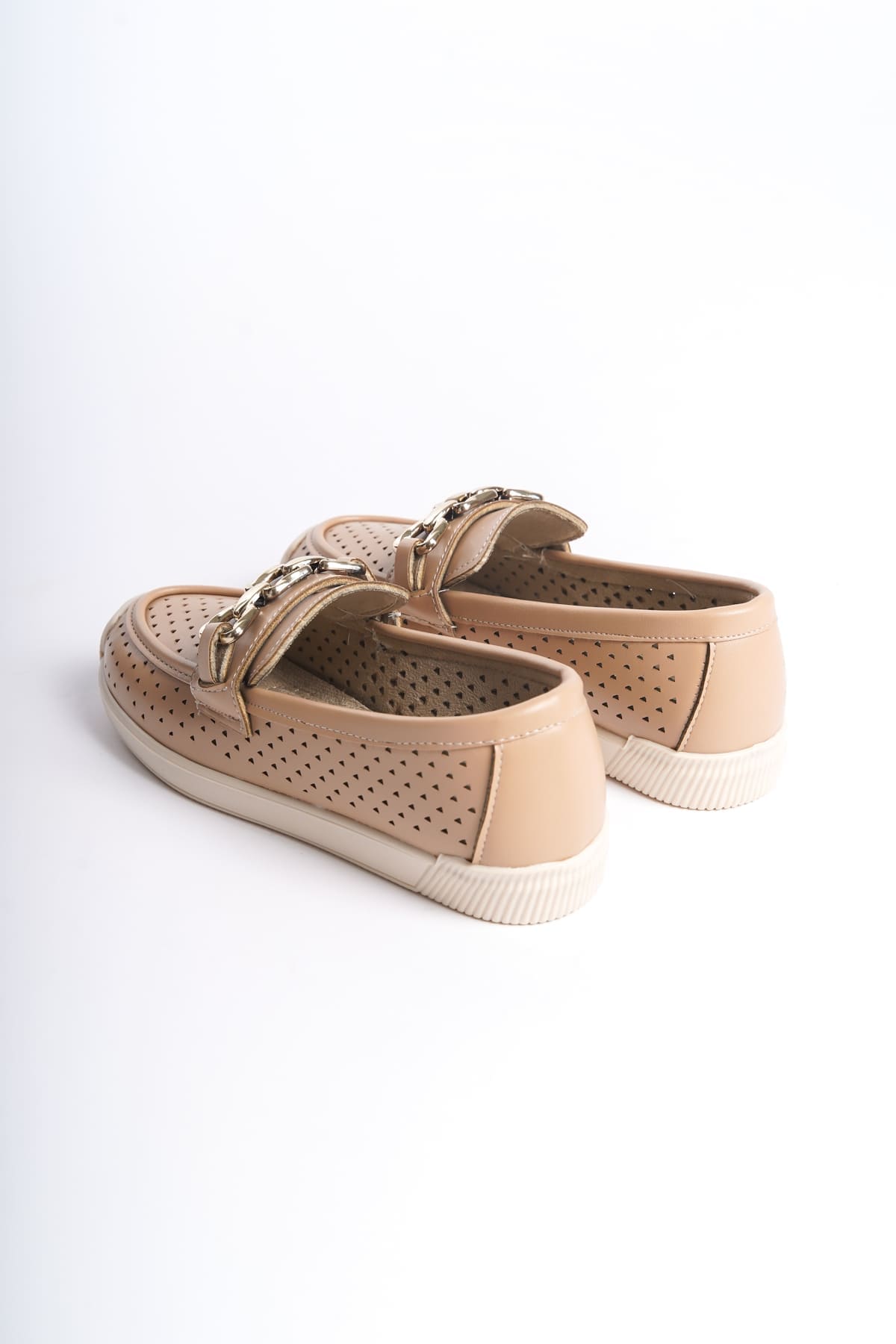 LAYLA Bağcıksız Ortopedik Rahat Taban Kalp Desenli Kadın Babet Ayakkabı CKT - Ten - Görsel 5