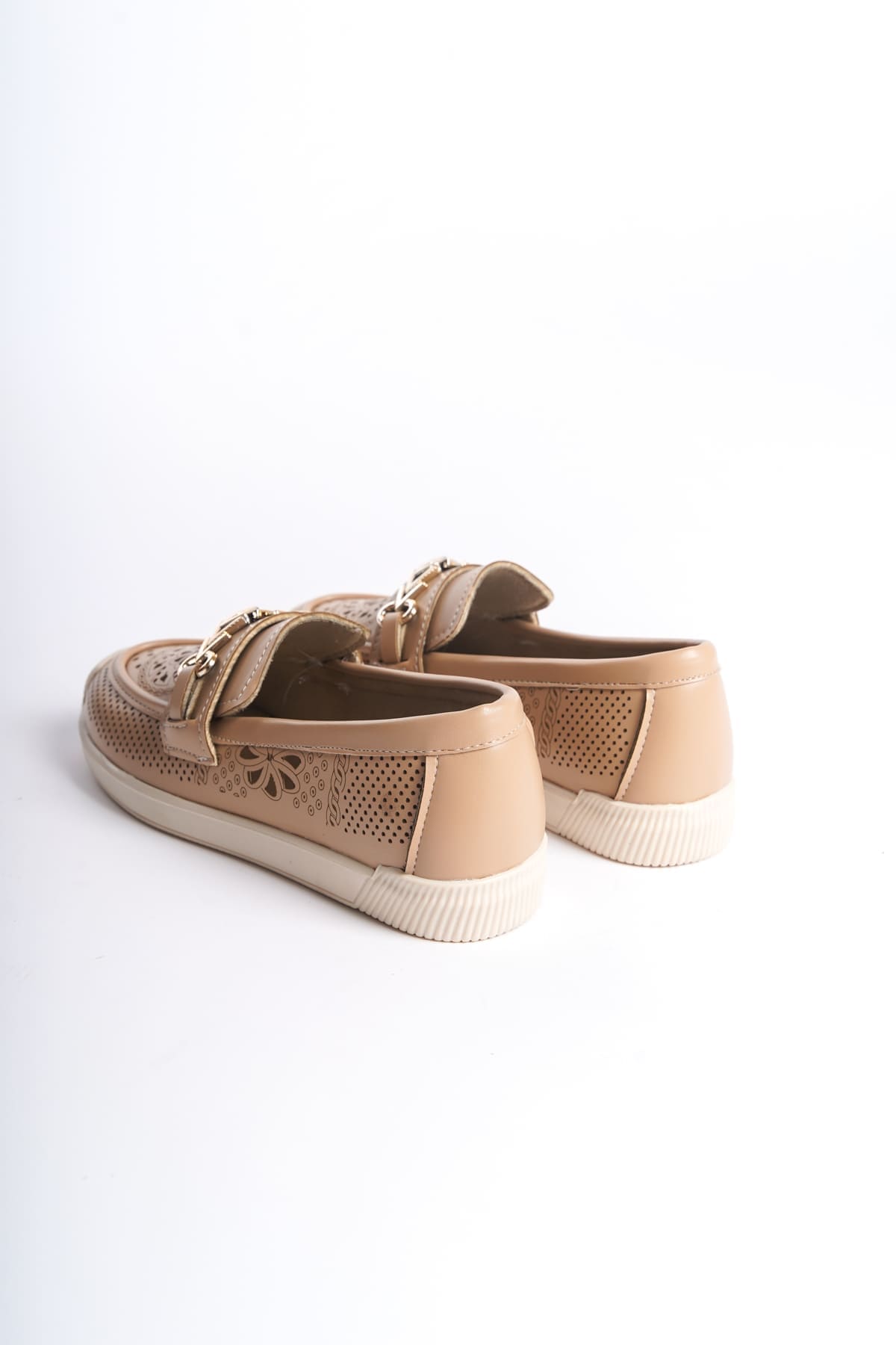 LILY Bağcıksız Ortopedik Rahat Taban Çiçek Desenli Kadın Babet Ayakkabı CKT - Ten - Görsel 5