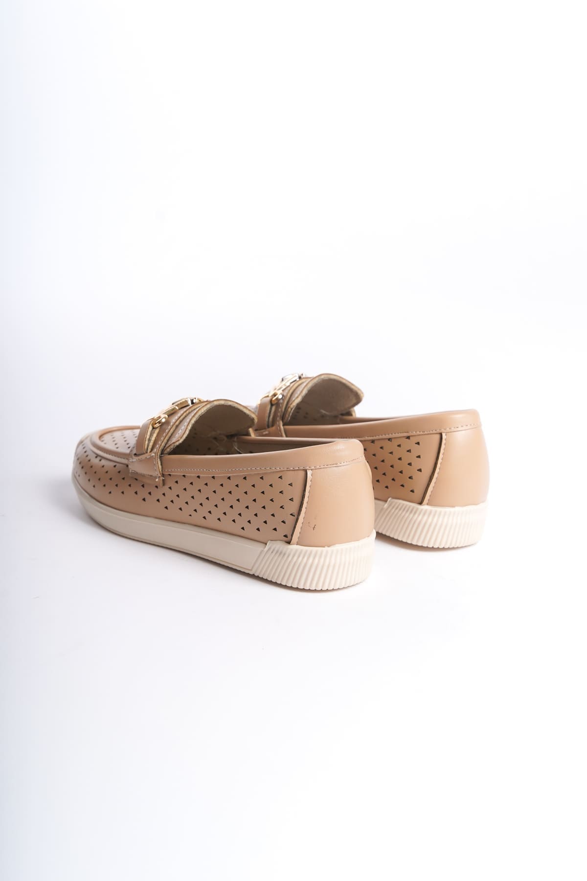 LILY Bağcıksız Ortopedik Rahat Taban Kalp Desenli Kadın Babet Ayakkabı CKT - Ten - Görsel 5