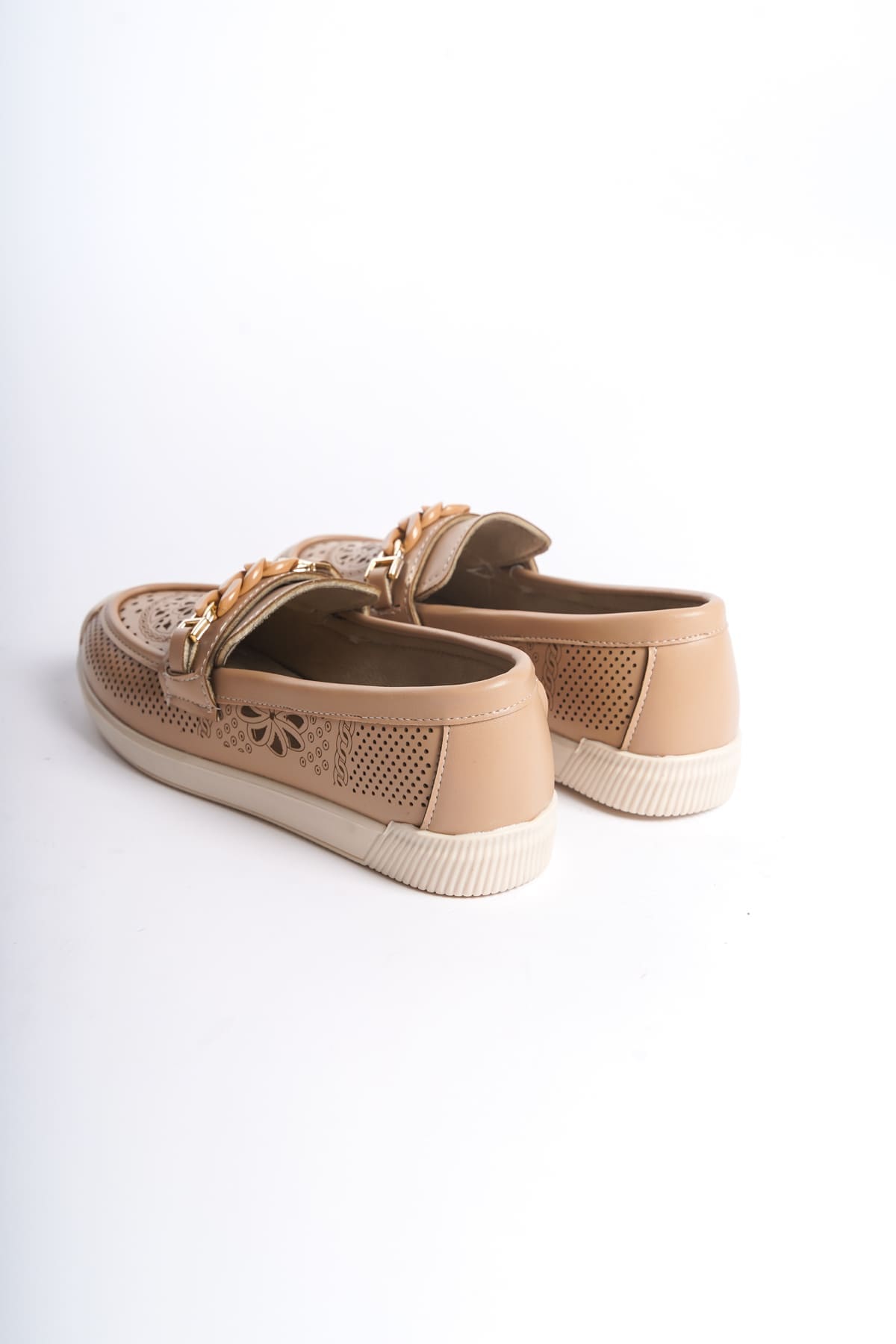 LIZY Bağcıksız Ortopedik Rahat Taban Çiçek Desenli Kadın Babet Ayakkabı CKT - Ten - Görsel 5