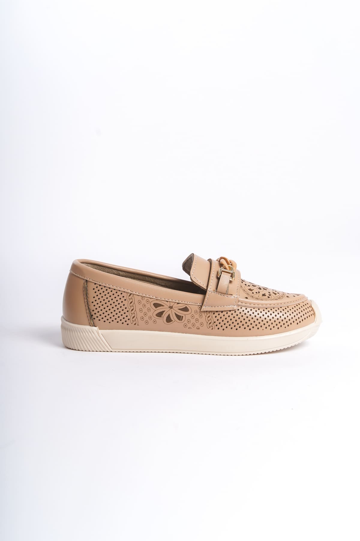 LIZY Bağcıksız Ortopedik Rahat Taban Çiçek Desenli Kadın Babet Ayakkabı CKT - Ten - Görsel 6