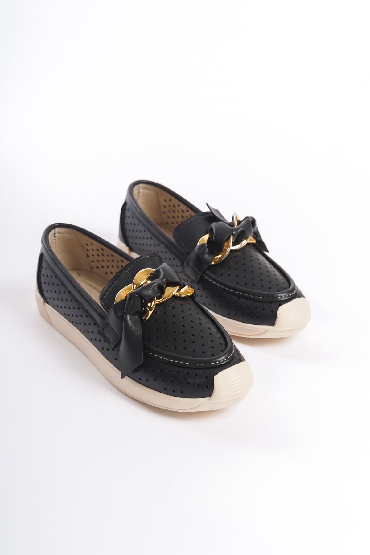 LYDIA Bağcıksız Ortopedik Rahat Taban Kalp Desenli Kadın Babet Ayakkabı CKT - Siyah - Görsel 4