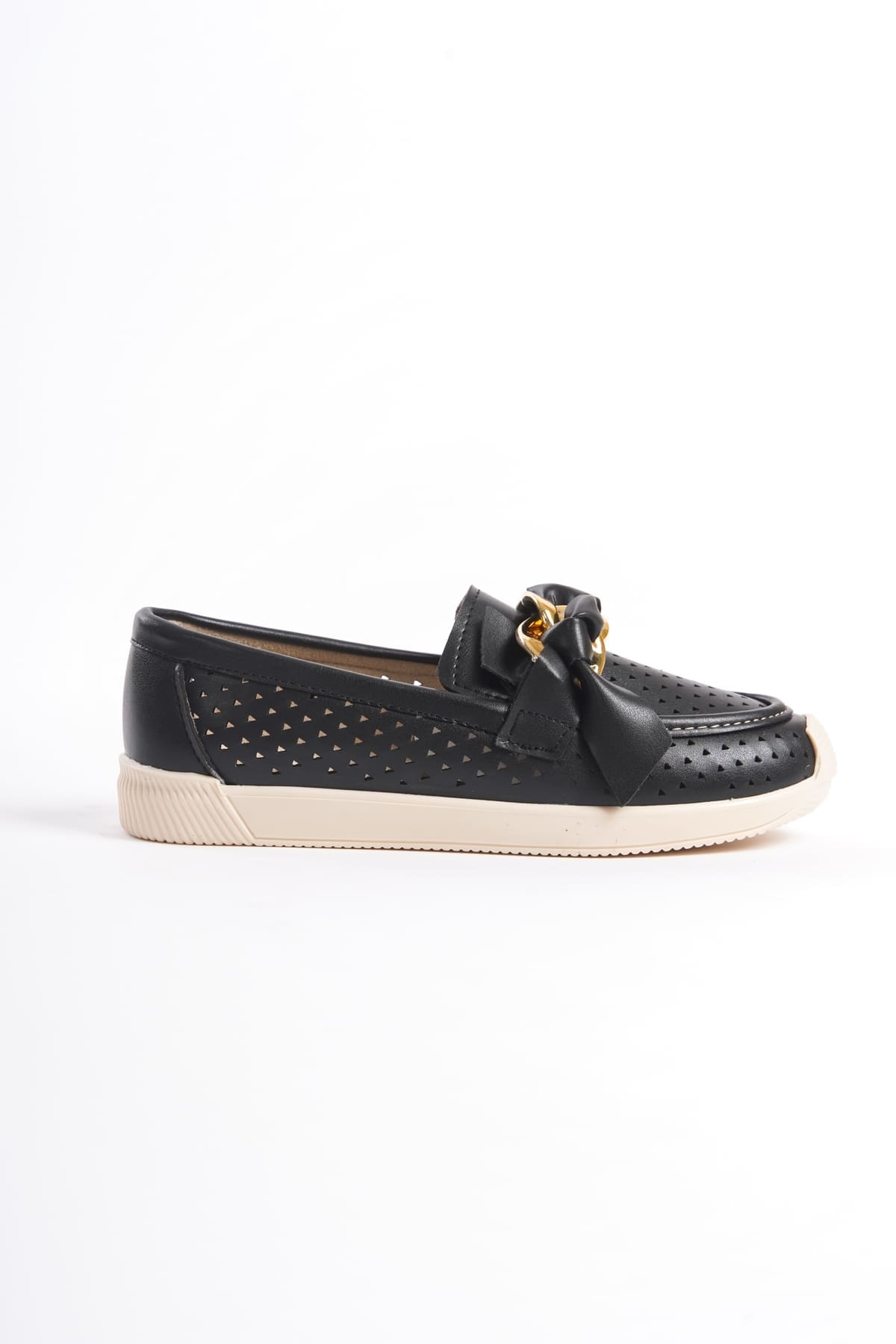 LYDIA Bağcıksız Ortopedik Rahat Taban Kalp Desenli Kadın Babet Ayakkabı CKT - Siyah - Görsel 6