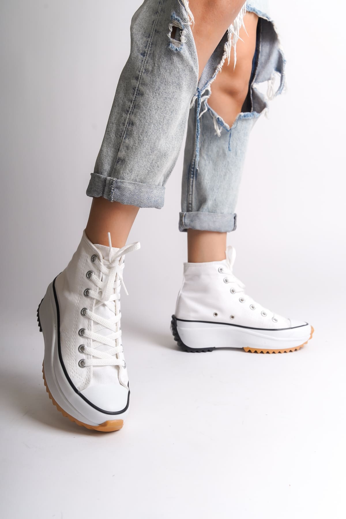 ROMA Bağcıklı Ortopedik Taban Kadın Sneaker Spor Ayakkabı TBT - Beyaz - Görsel 2