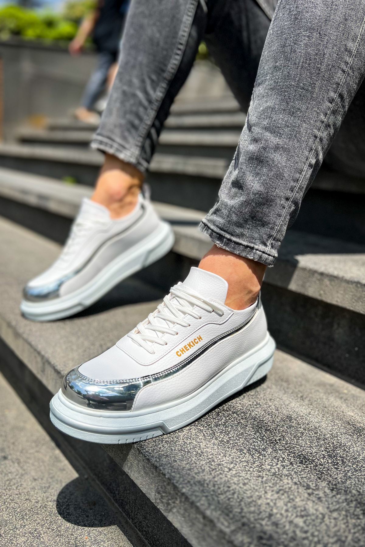 CH041 - CBT Renaissance Erkek Ayakkabı BEYAZ/GUMUS