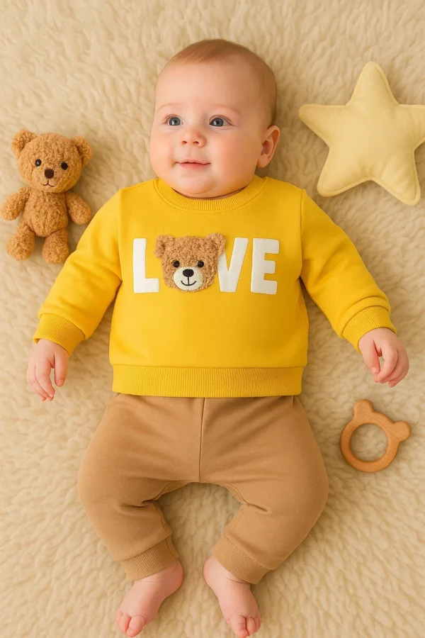 Bear Love Nakışlı % 100 Pamuklu 2'li Erkek Takım