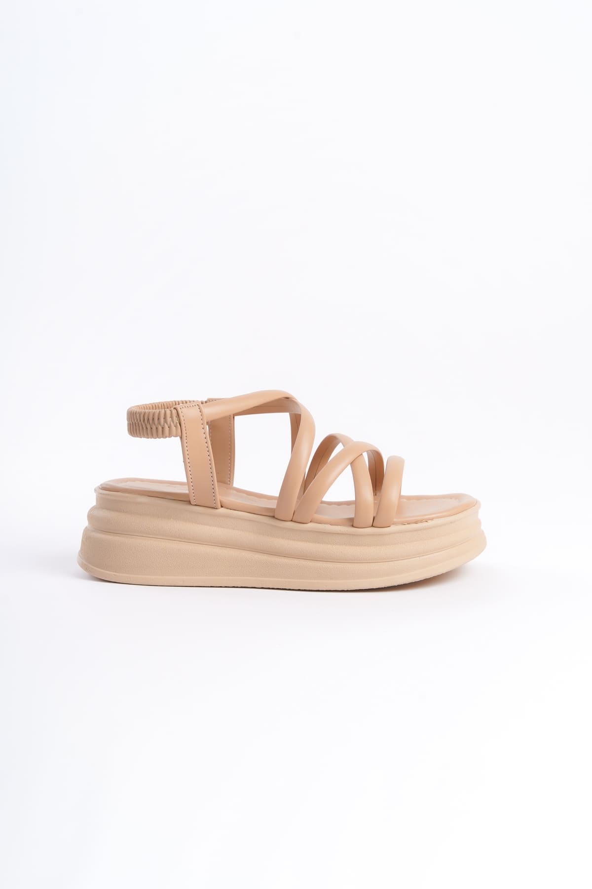 BELLA Lastikli Şerit Detaylı Ortopedik Taban Kadın Sandalet CTT - Ten - Görsel 6