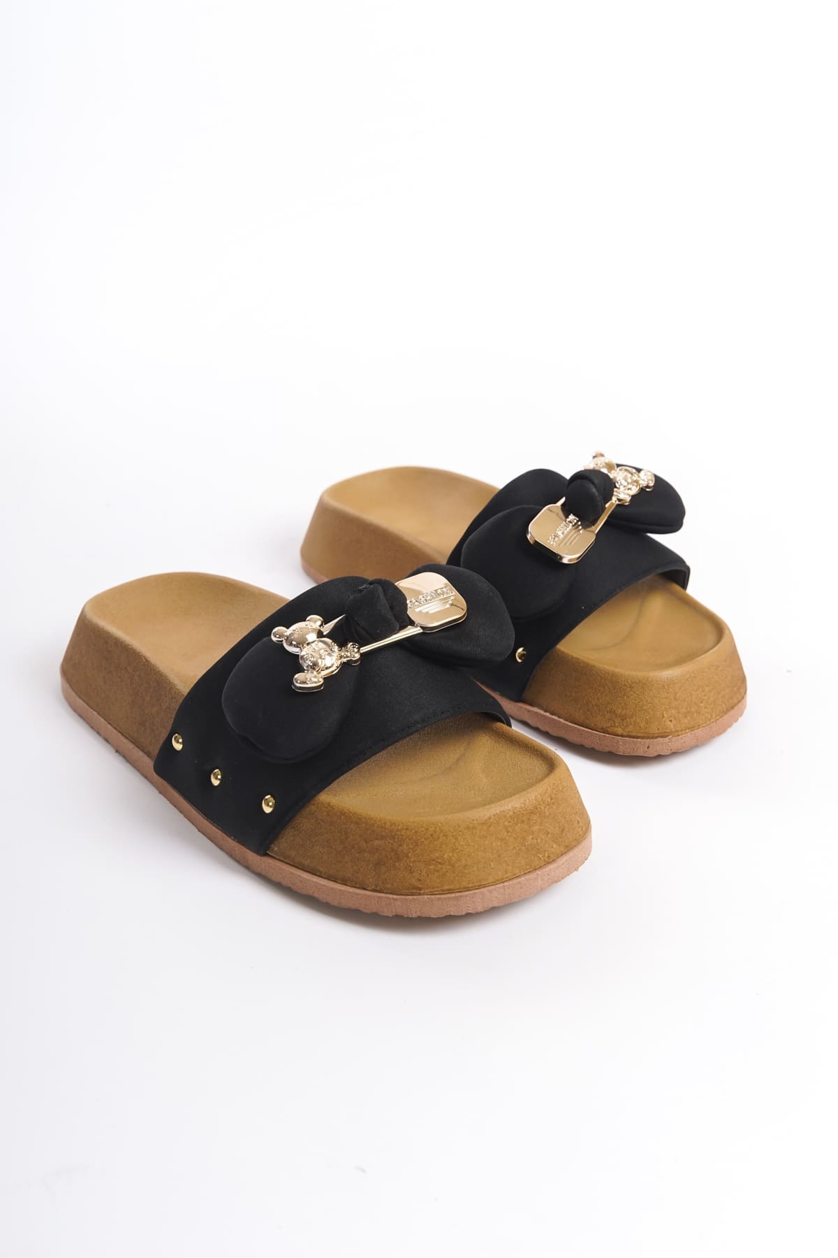 DILA Kalın ve Ortopedik Taban Ayıcıklı Saten Kadın Terlik SKT - Siyah - Görsel 4