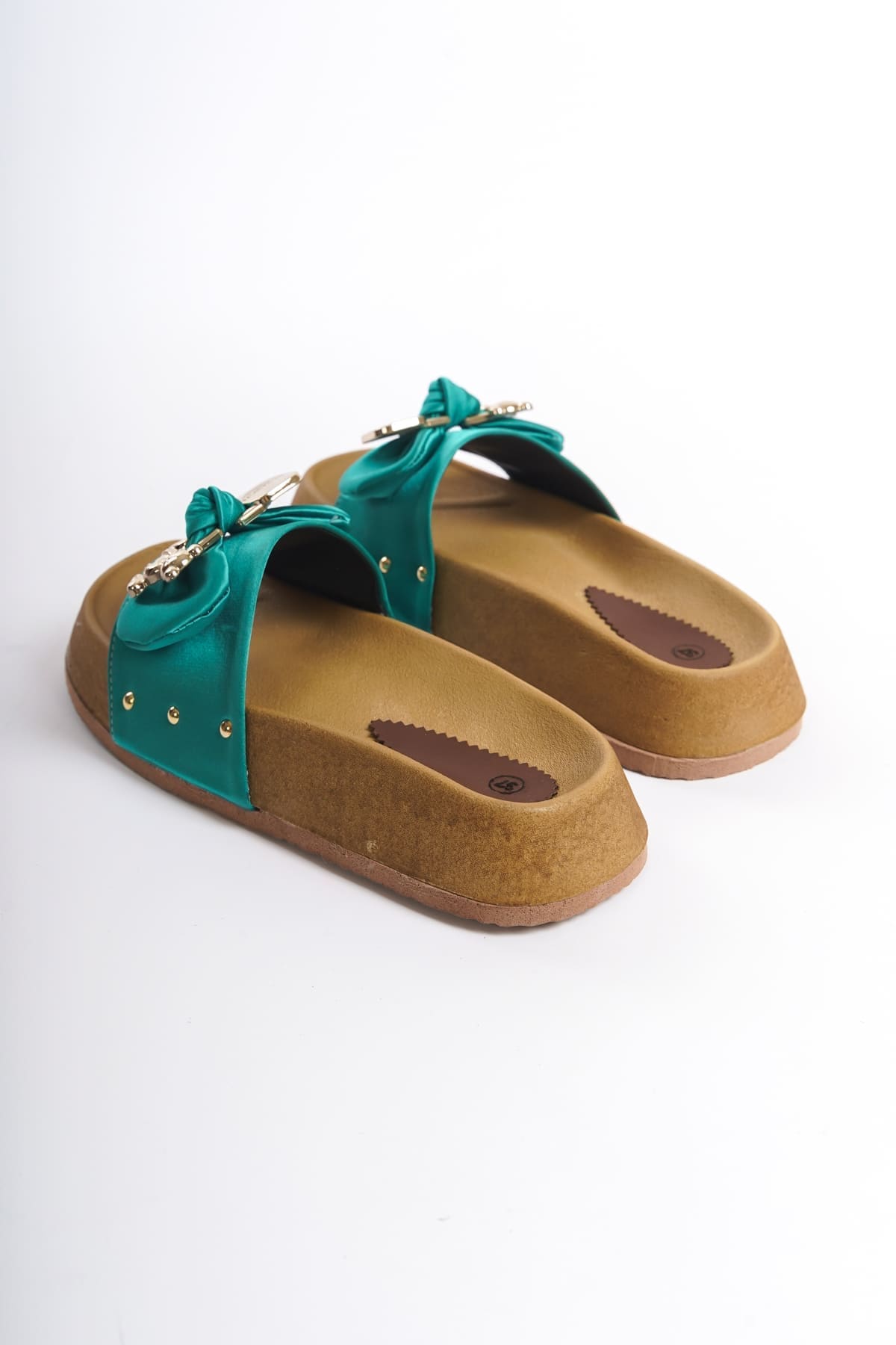 DILA Kalın ve Ortopedik Taban Ayıcıklı Saten Kadın Terlik SKT - Yeşil - Görsel 5