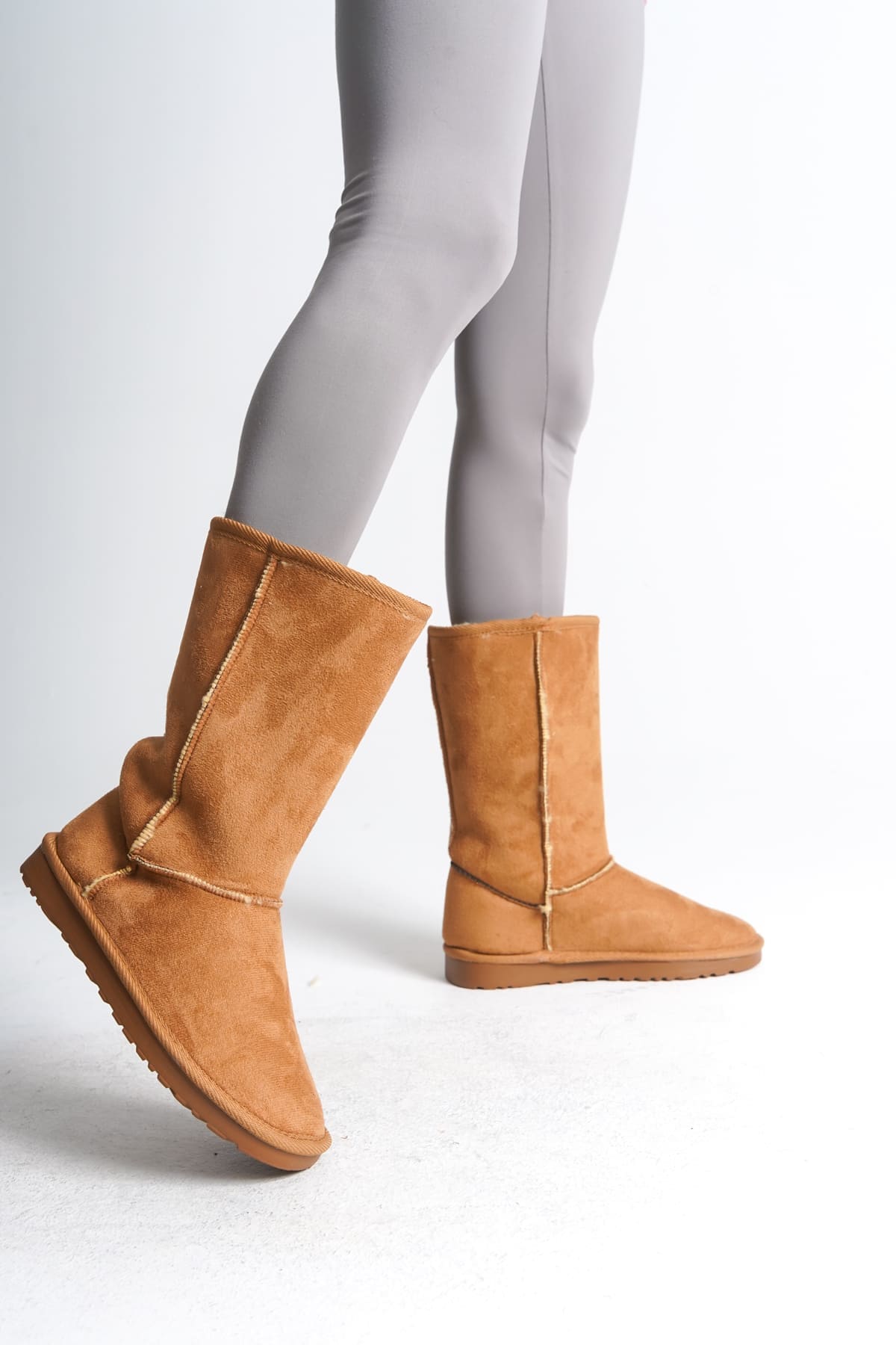 FREYA Bağcıksız Düz Taban İçi Kürklü Süet Kadın Bot STT - Taba - Görsel 3