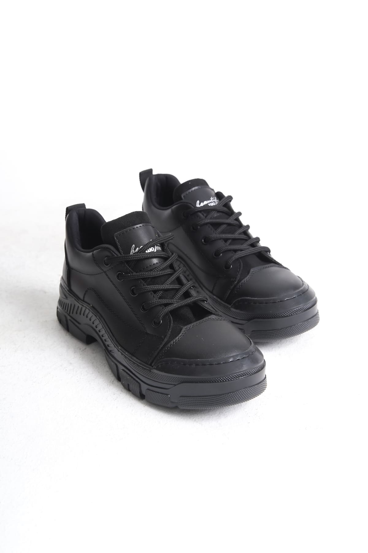 JANE Bağcıklı Ortopedik Taban Kadın Sneaker Spor Ayakkabı CST - Siyah - Görsel 5