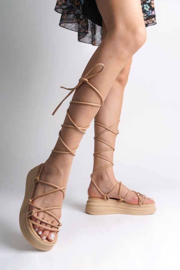 SAMANTHA Bilekten Bağlamalı Ortopedik Taban Kadın Terlik  CTT - Ten