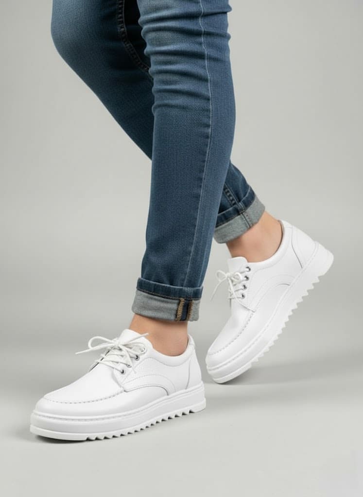 JY-T12x Arts Bağcıklı Cilt Erkek Günlük Spor Klasik Ayakkabı CBT - Beyaz - Görsel 3