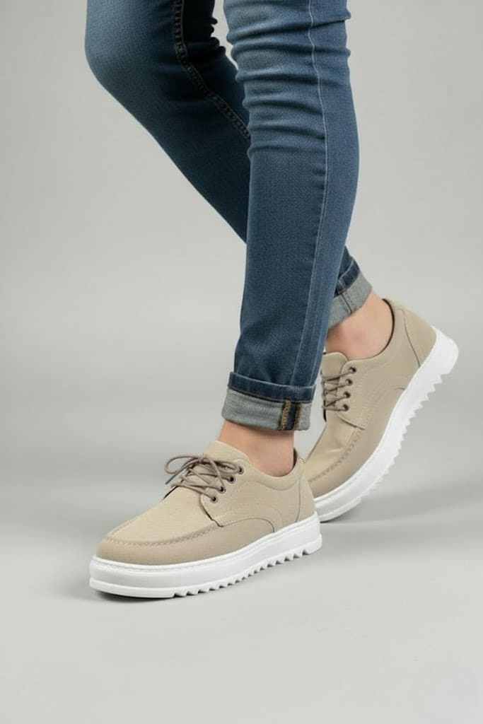 JY-T12x Arts Bağcıklı Süet Erkek Günlük Spor Klasik Ayakkabı SBT - Krem - Görsel 3