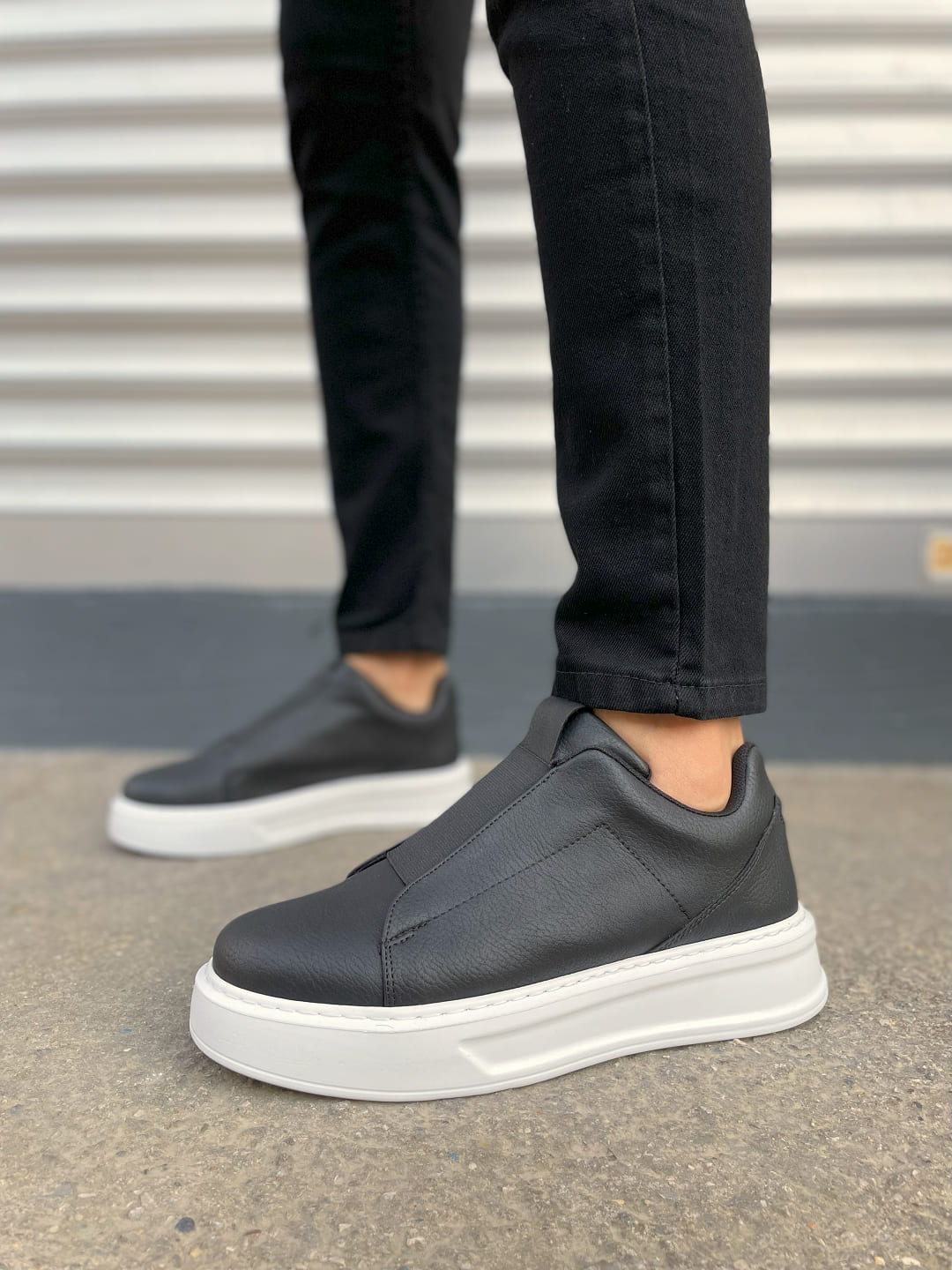 JY007 Alba Bağcıksız Cilt Erkek Günlük Sneaker Ayakkabı CBT Siyah - Görsel 2