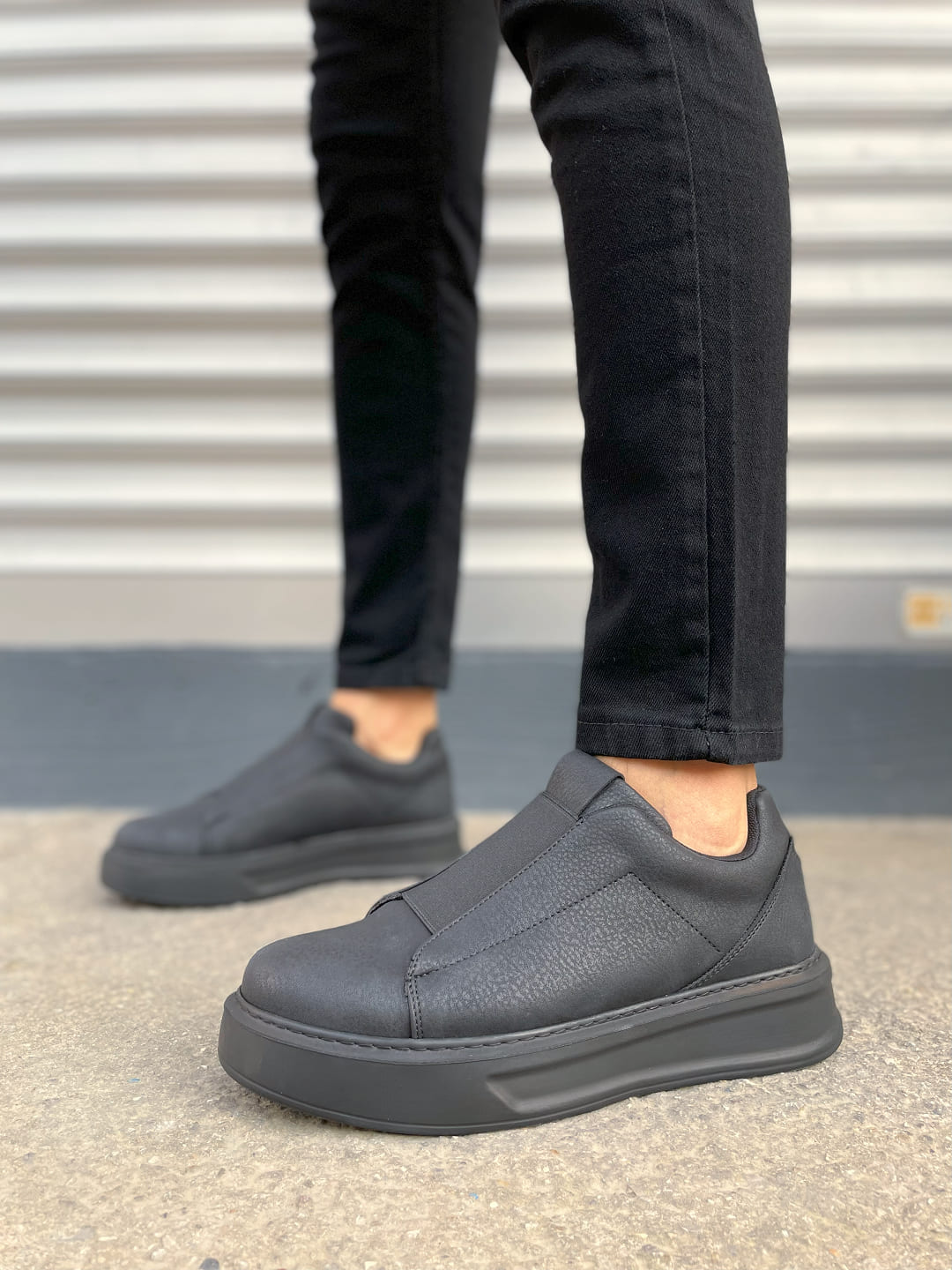 JY007 Alba Bağcıksız Cilt Erkek Günlük Sneaker Ayakkabı CST Siyah - Görsel 2